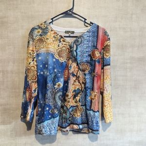 GRAMERCY GIRLS LARGE USED PAISLEY COLORFUL BLOUSE